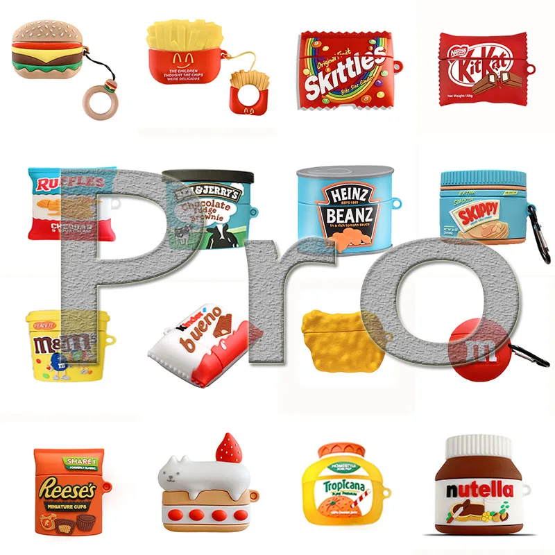 

For AirPods pro Case Cute Cartoon Chocolate Nutella Cake Hamburger Soft Silicone Earphone Cover For Apple Airpods Case