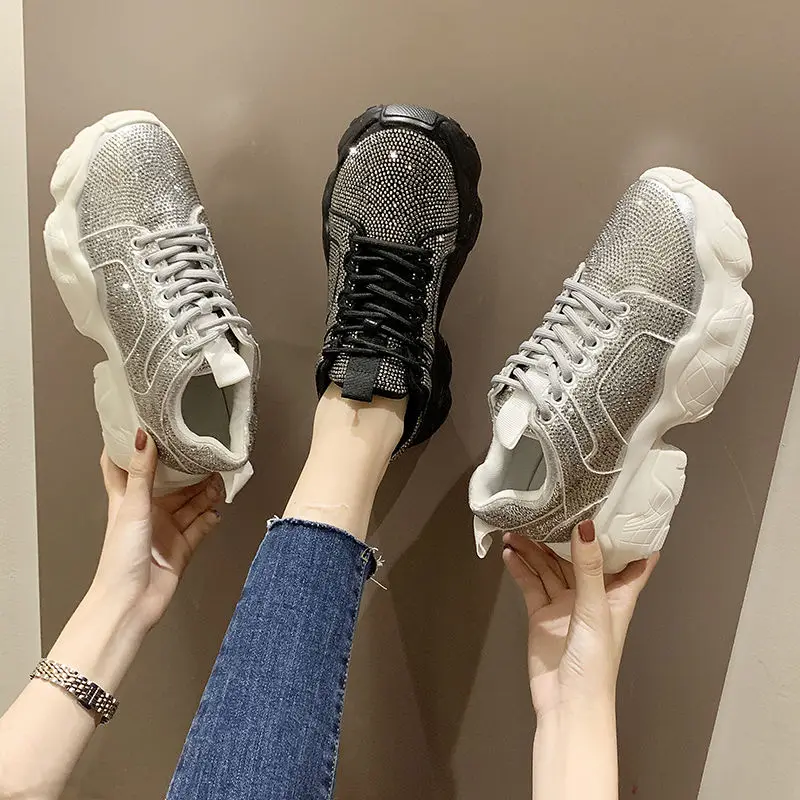 Роскошные весенние трендовые женские кроссовки Harajuku женская обувь на платформе