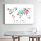 Карта мира с напечатанными марками 16:15, тексты Библии, акварельные, цветочные, домашние настенные картины на холсте, Библия, христианские постеры, художественные украшения