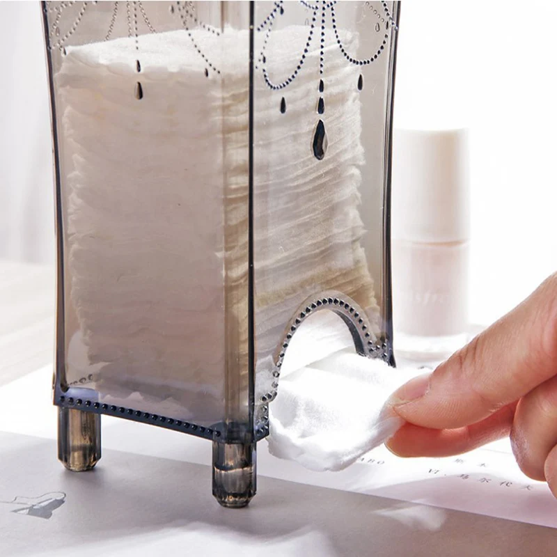 Прозрачная коробка для хранения ватных тампонов органайзер макияжа пластиковая