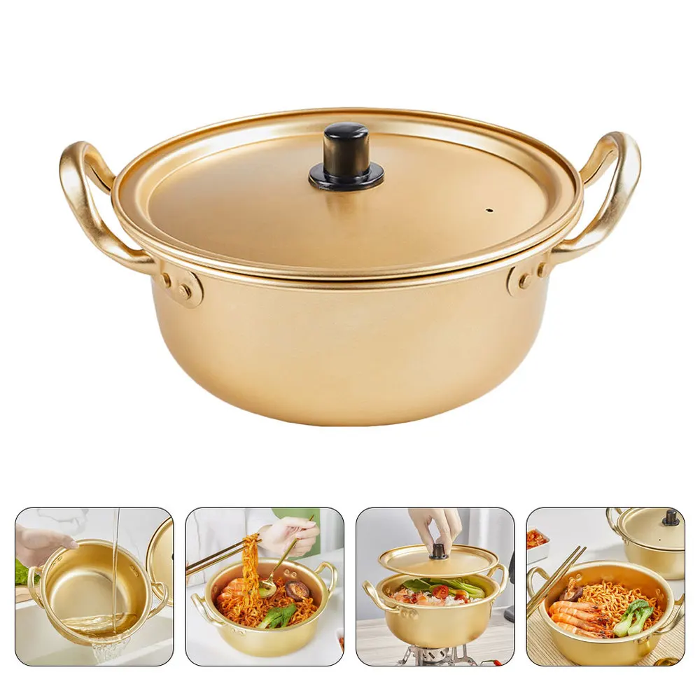 Бинауральная алюминиевая плитка термостойкая рамен для кухни золотистая 1