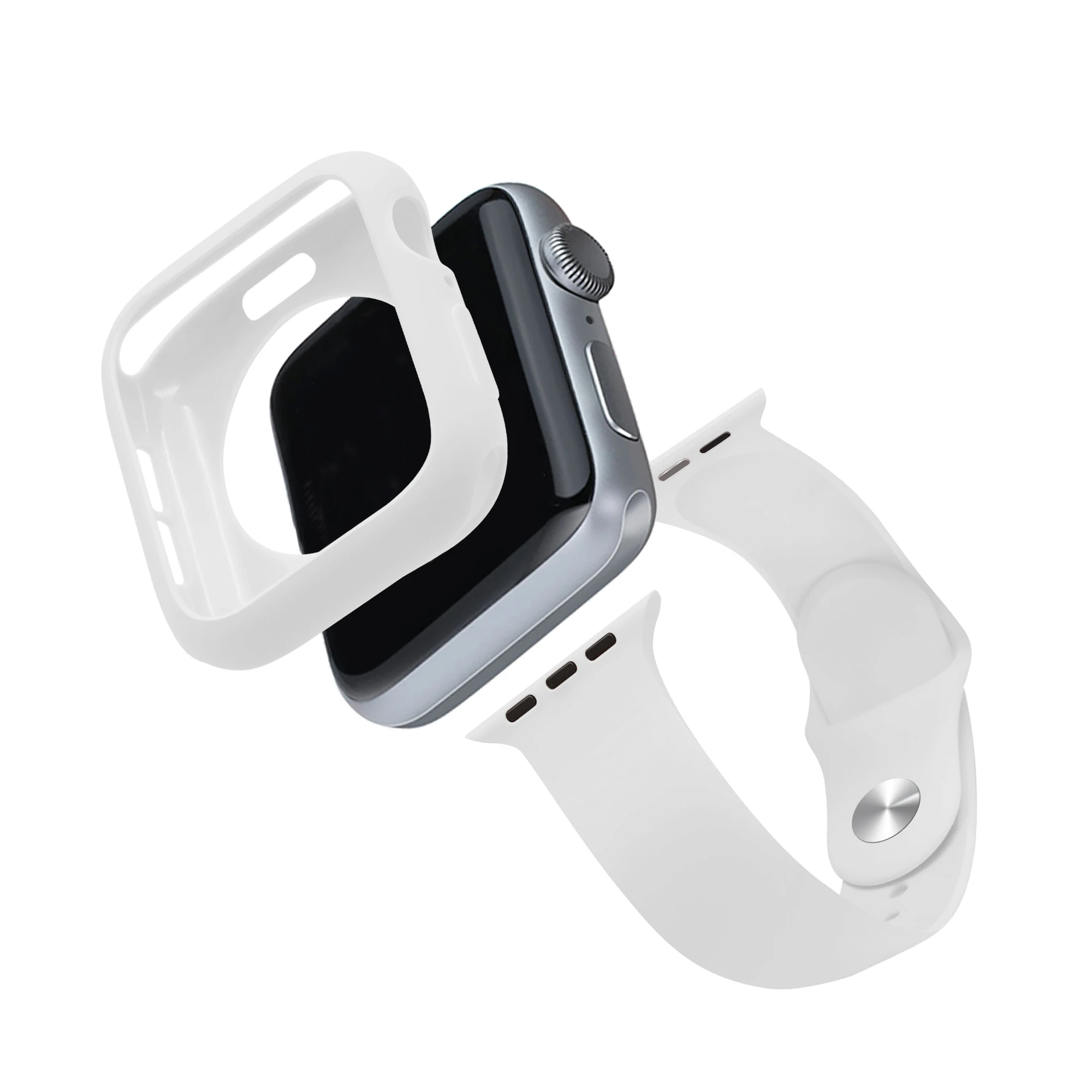 Защитный чехол и ремешок для apple watch 4, 5, 44 мм, 40 мм, мягкий силиконовый браслет 2 в 1, подходит для iwatch series 3, 2, 1, 42 мм, 38 мм