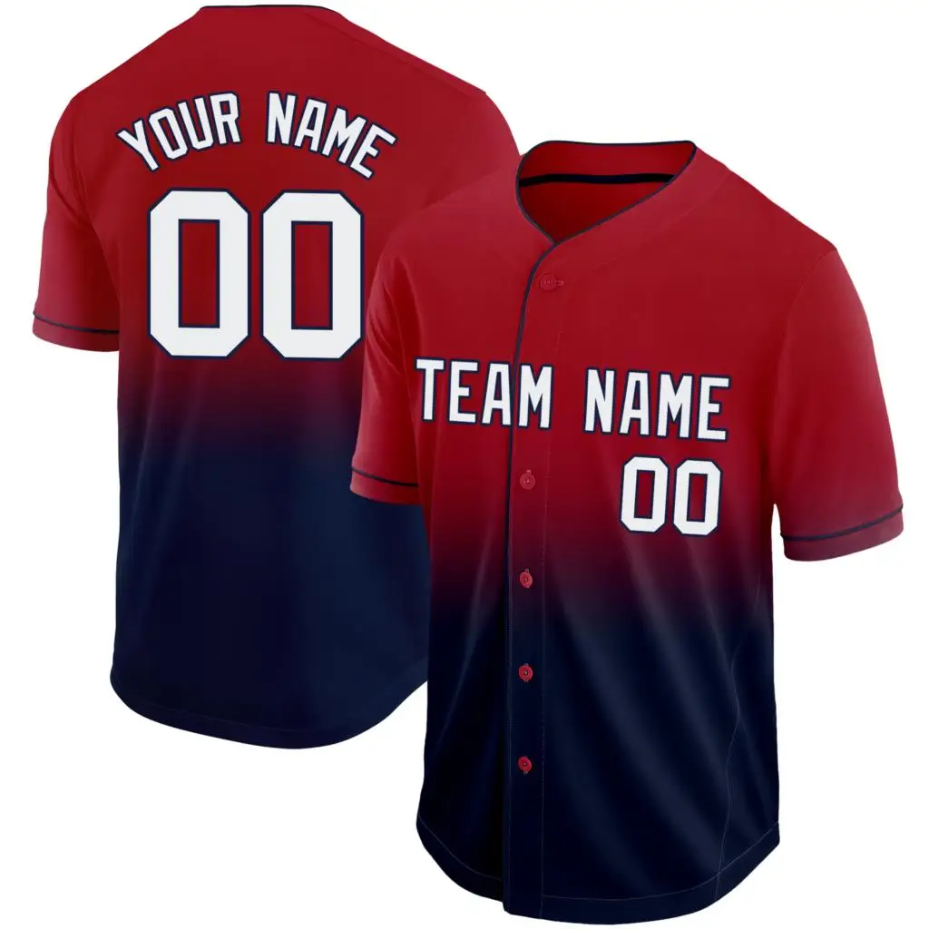 Custom Baseball Jersey Print Team Name and Numbers Gradient Loose Men/Boy Tee Shirts Awesome Christmas Gift for Playing
