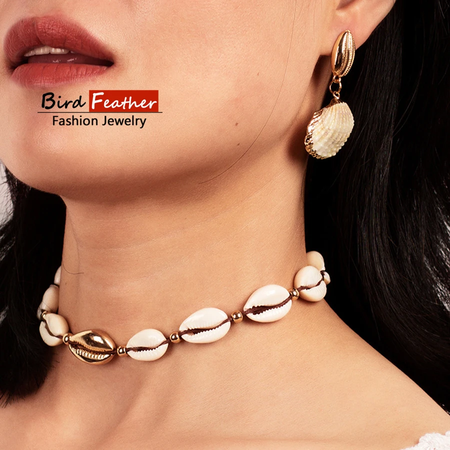 Колье золотого цвета ожерелье для женщин милые ракушки Лук Подвеска цепочка и