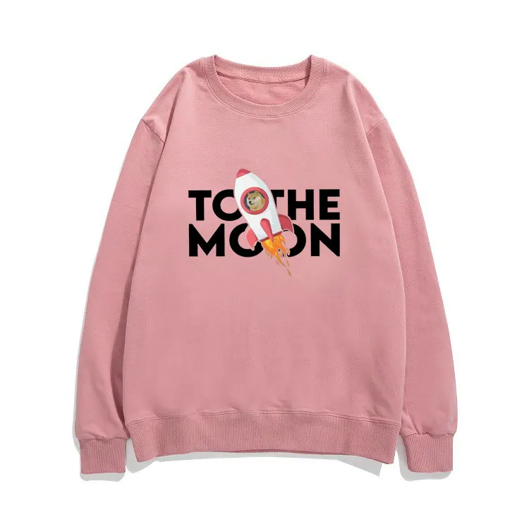 

Vintage Oversized EU Size Clothing Men Trendy Style Sweatshirt To The Moon Rocket Dogecoin Bitcion Art Satoshi Nakamoto Pullover