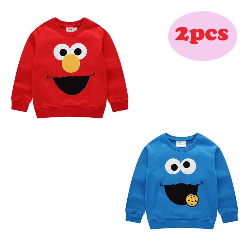 

Jumping Meters New Arrival Cartoon Embroidery Boys Sweatshirts Cotton Elmo Fashion Children's Autumn Winter Shirts Kids Sports