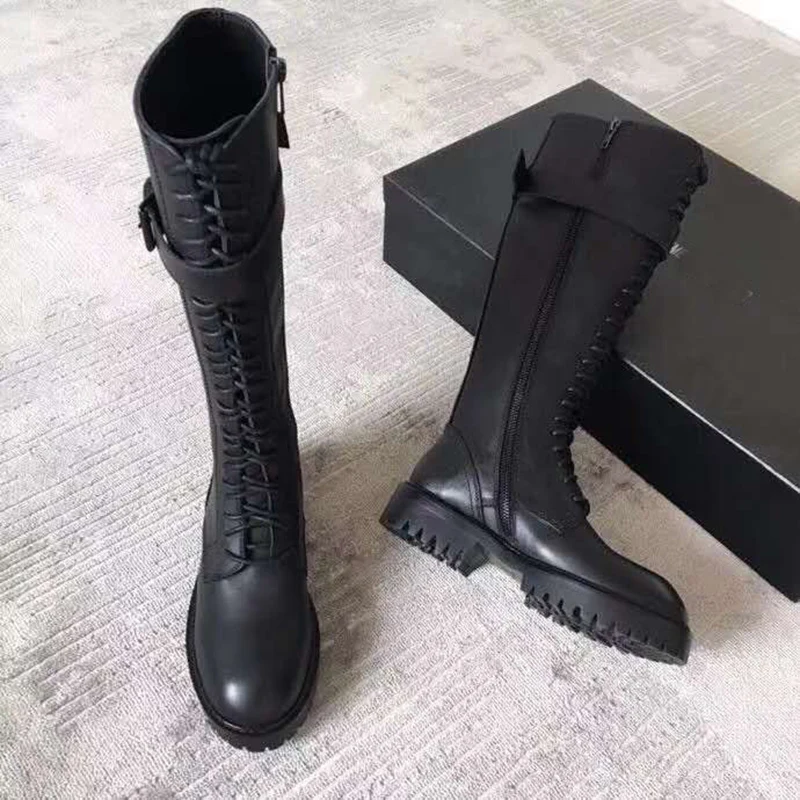 

Кожаные мотоциклетные ботинки vallu, длинные кожаные ботинки на шнуровке, зима 2020