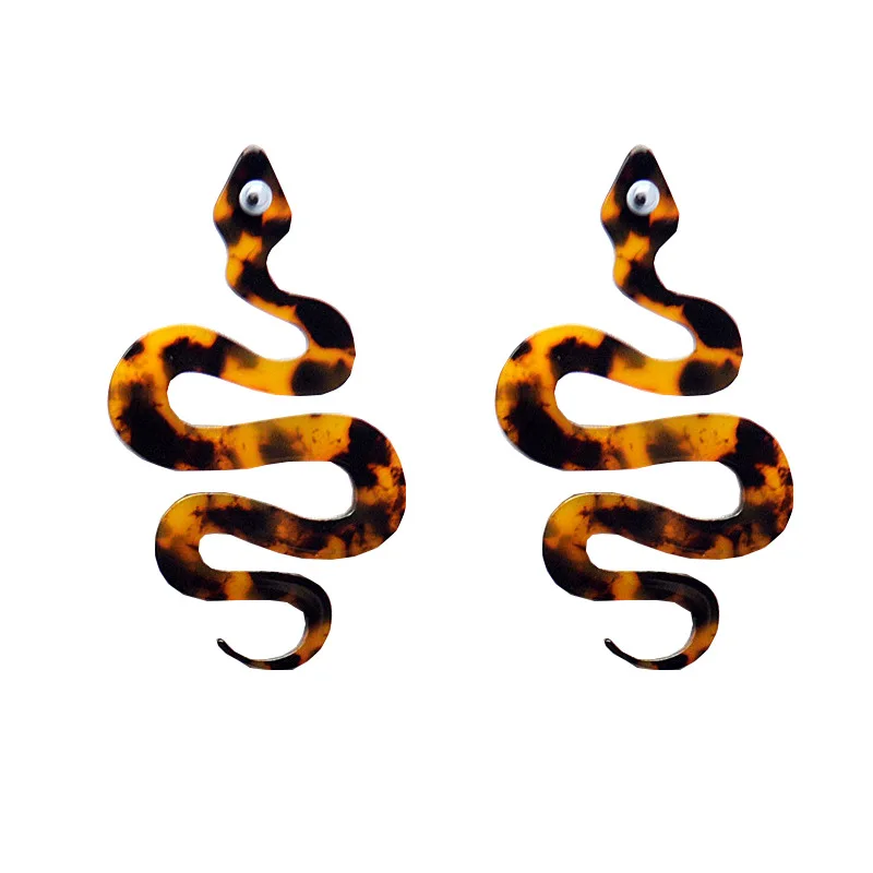 Акриловые со змеиным рисунком под змеиную кожу с длинным серьги-гвоздики в виде
