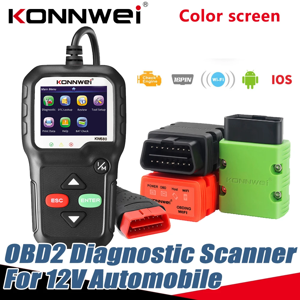 

Автомобильный диагностический сканер KONNWEI KW680 KW902, ELM327 V1.5, Wi-Fi, Bluetooth