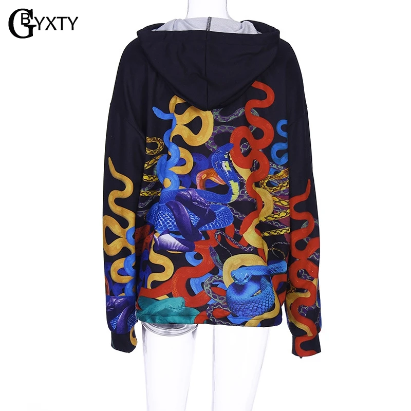 GBYXTY sudadera mujer Harajuku с принтом змеи черные толстовки капюшоном Осень-зима 2019 женские