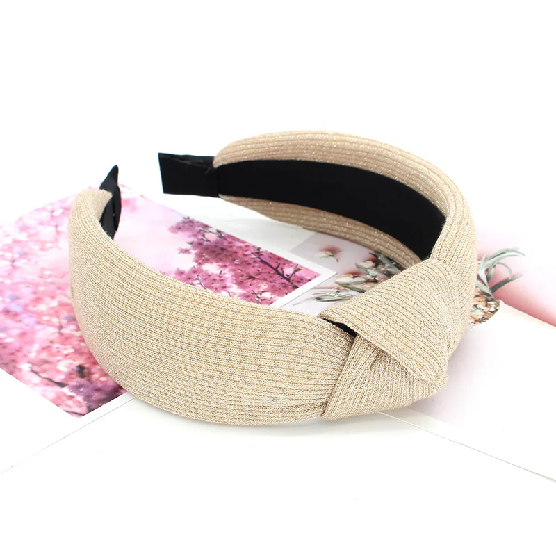 Повязка на голову Geebro Женская однотонная мягкая модная головная повязка с узлом