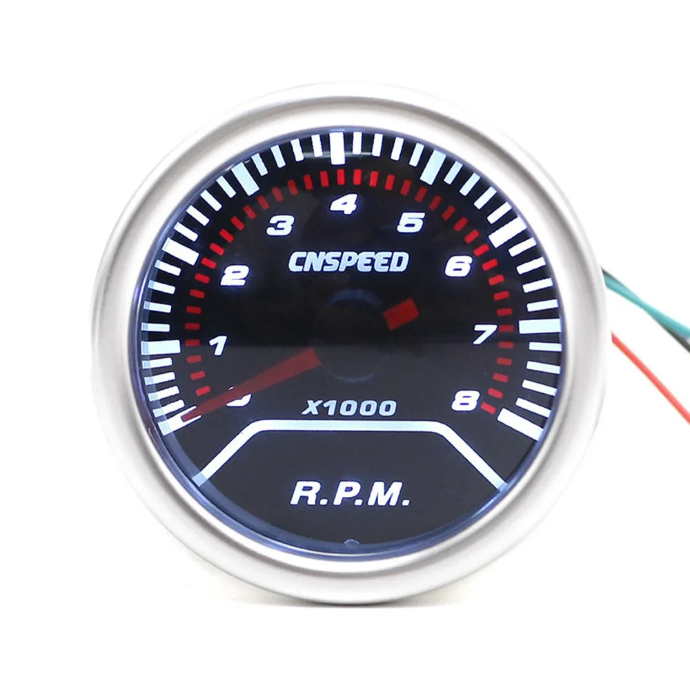 CNSPEED, 2 дюйма, 52 мм, 12 В, Автомобильный Тахометр, датчик 0-8000 об/мин, автомобильный измеритель оборотов в минуту, дымовые линзы, белое светодиодное освещение, датчик оборотов в минуту, YC101235