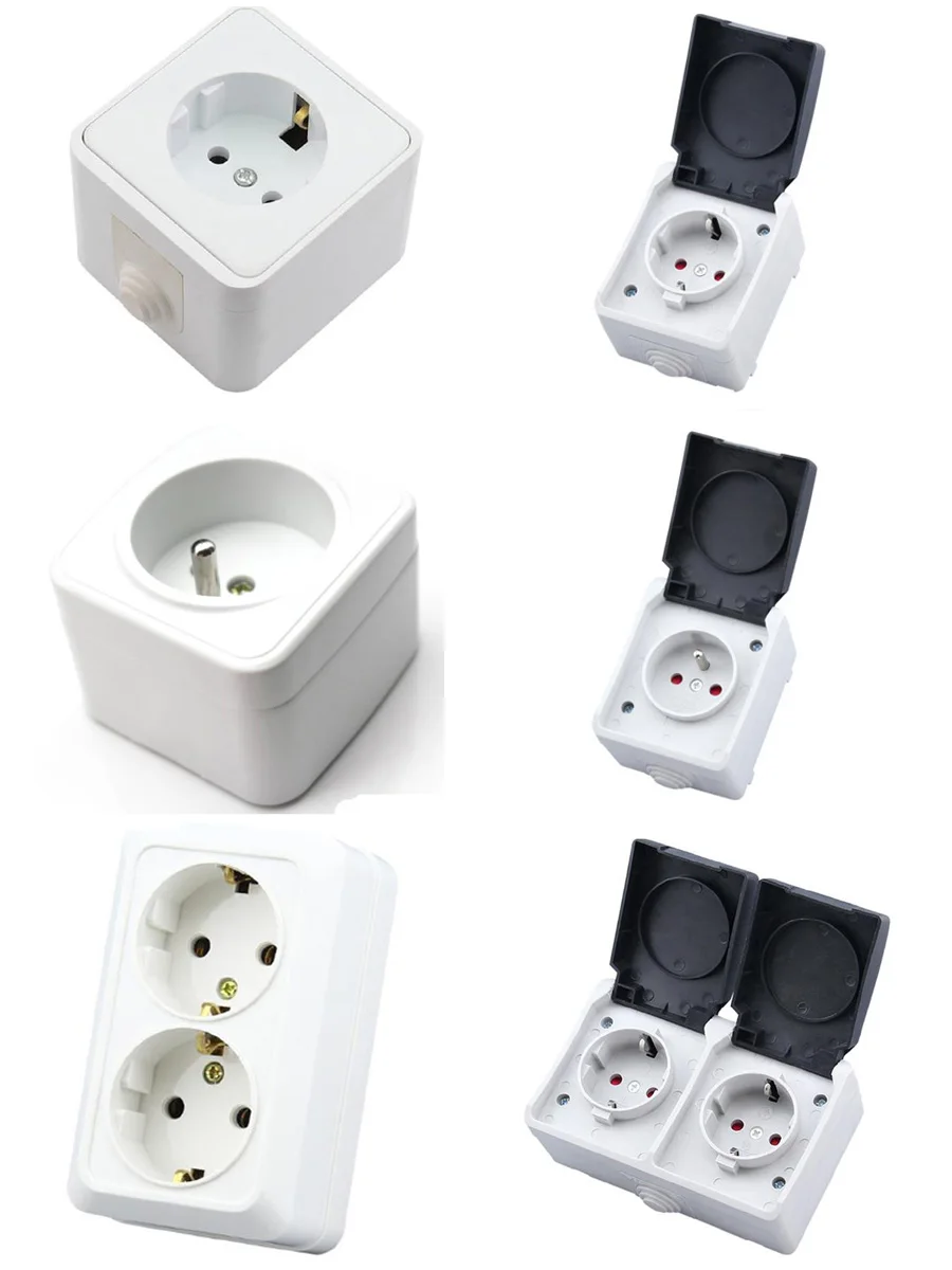 Черный белый 16A 250V ЕС Пособия по немецкому языку Францию Бельгию Испания Южная