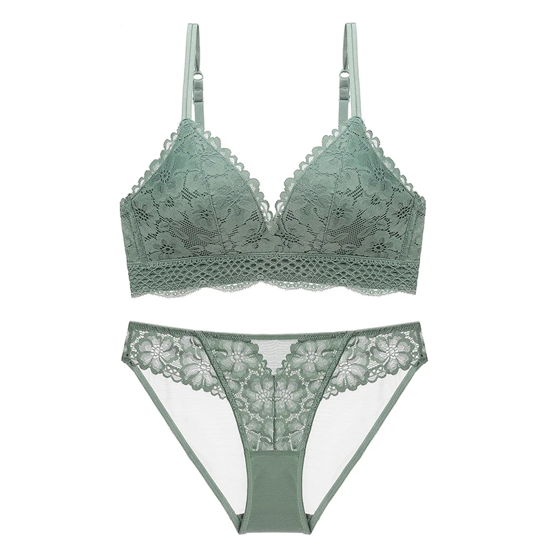 Комплект кружевного Бесшовного нижнего белья из бюстгальтера и трусиков с