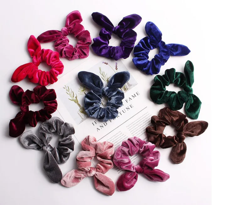 10 цветов бархатные кроличьи уши резинка для волос бант девочек/женский хвостик