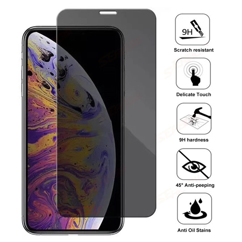 

9D Anti Spy Tempered Glass For iPhone X XR XS 11 12 Pro Max Screen Protector iPhone 8 7 6 6S Plus 5 5S SE 2020 Private Glas Film