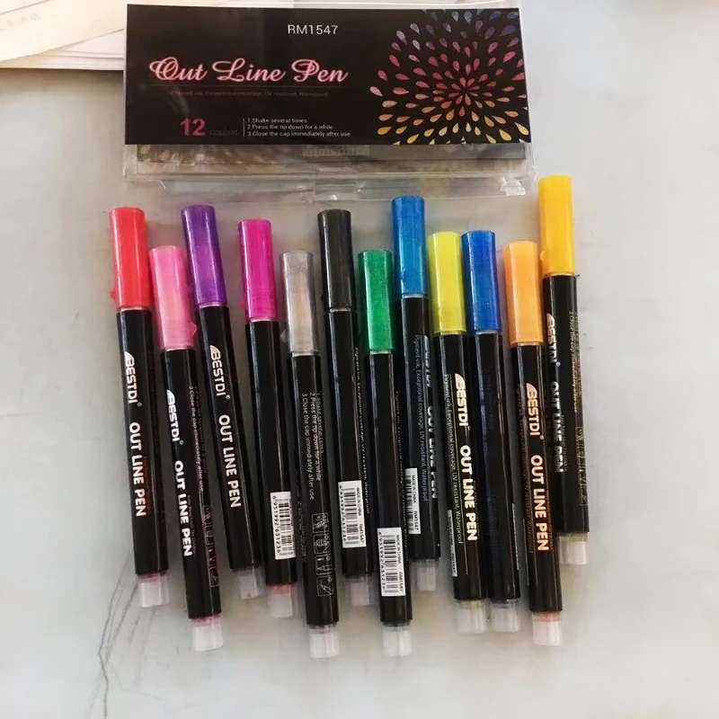 Новинка 2021 8/12 шт. двусторонний контур металлические маркеры цветные граффити