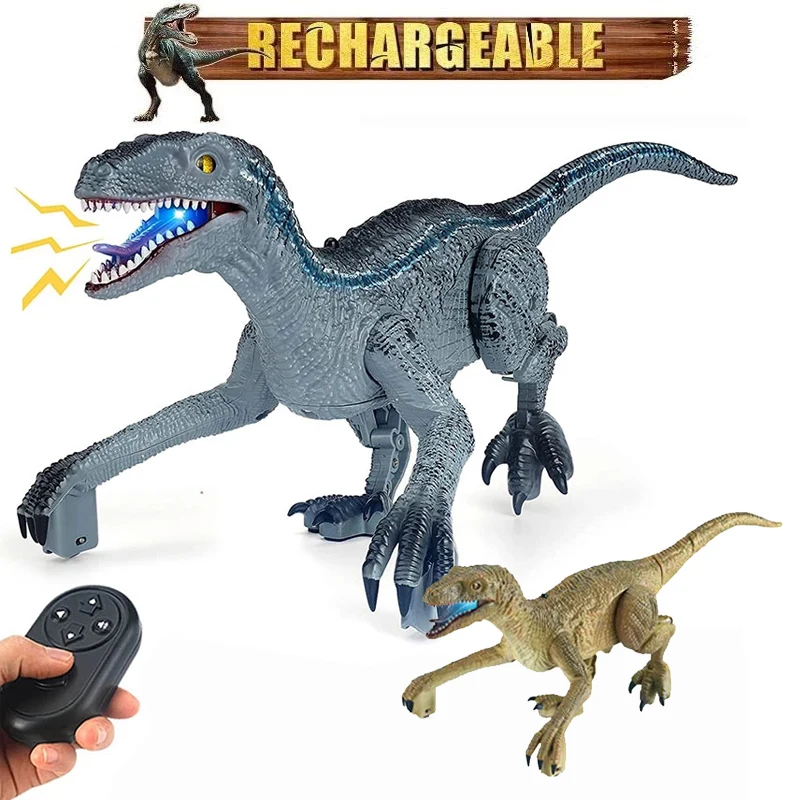 

2,4G Радиоуправляемый динозавр, игрушка с дистанционным управлением, симуляция ходящего радиоуправляемого робота с подсветкой, звук Юрского...