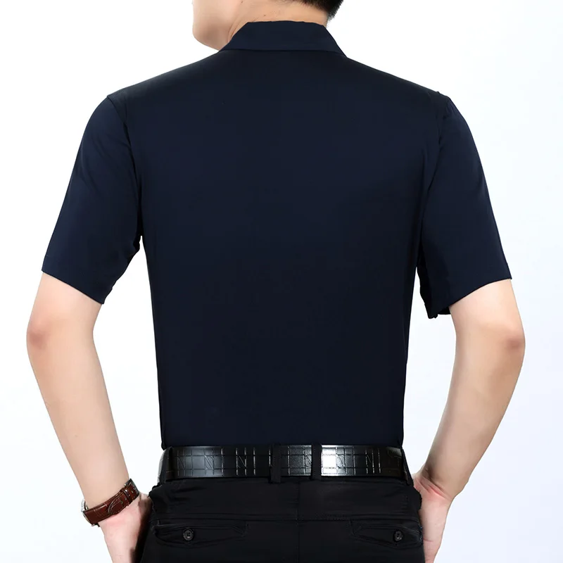 

Real Summer Men's Silk Shirt Short Sleeve White Shirts for Men Plus Size Clothes Chemise Homme 3452 KJ4555