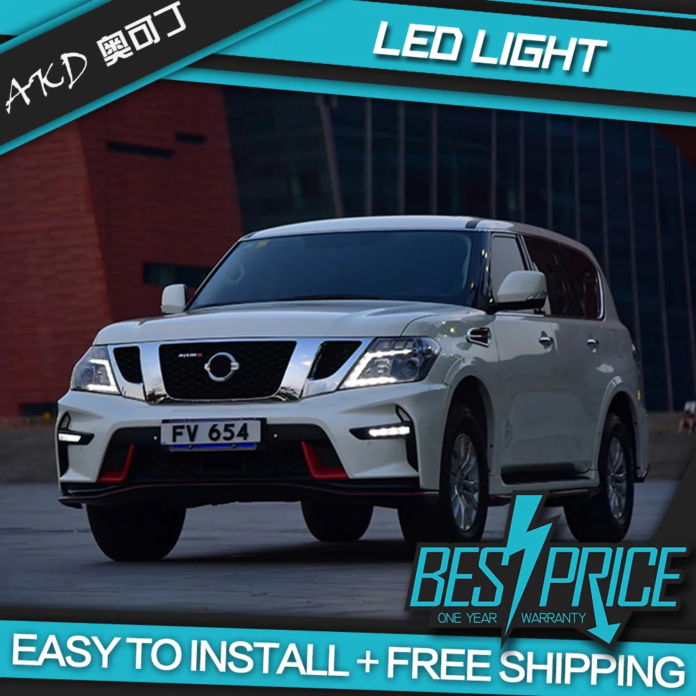 AKD тюнинг автомобильные фасветильник для Nissan патруль Y62 2012 2017 светодиодный ные