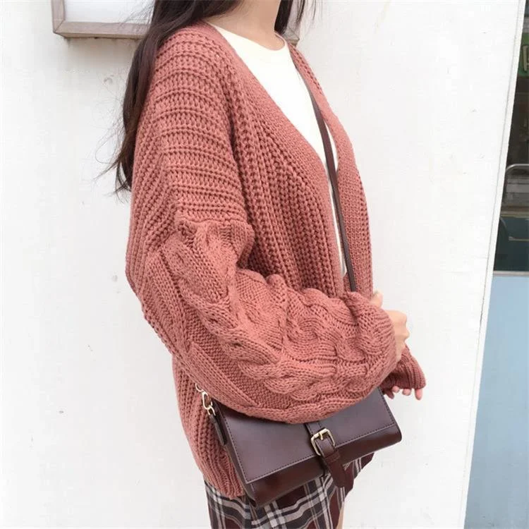 

Zoulv 2021 New Women College Casual Long Sleeve Winter Coat Autumn Knit Sweater Women Fashion Harajuku Loose Warm Cardigan