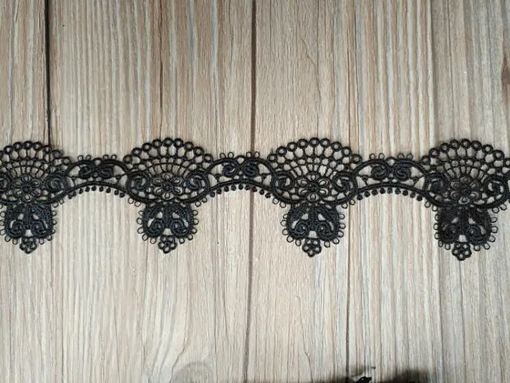 Кружевная лента черного цвета 5 ярдов полиэстер Водорастворимая кружевная для