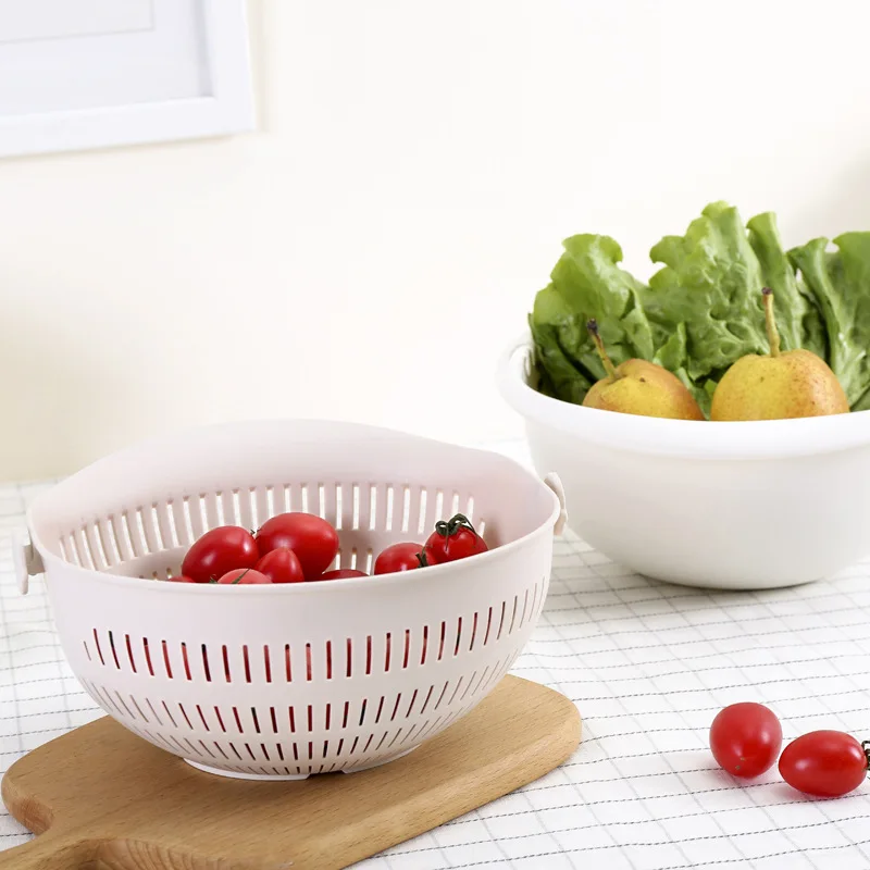 

New Removable Double Hollow Fruits and Vegetables li shui lan Multifunctional Wash Fruits and Vegetables Storage Basket
