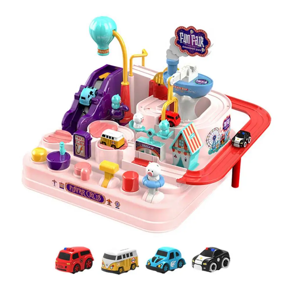 

Модель гоночного автомобиля на рельсах, Обучающие игрушки, детский трек, игра приключений, игра для мозга, механическая интерактивная игруш...