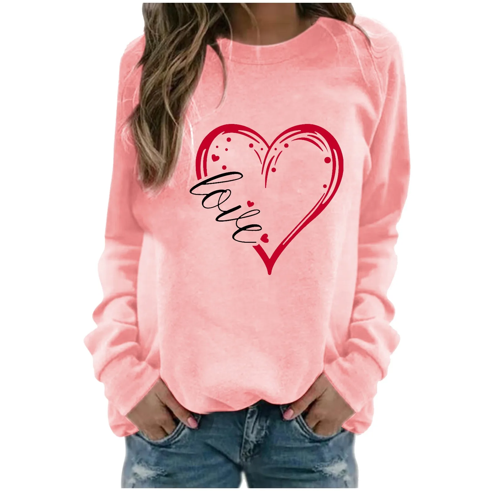 

Women Sweetshirts Casual Hoodie Pullover Women's Print Sweatshirt Long Sleeve Sweat Love Print Clothes Sudaderas Para Mujer