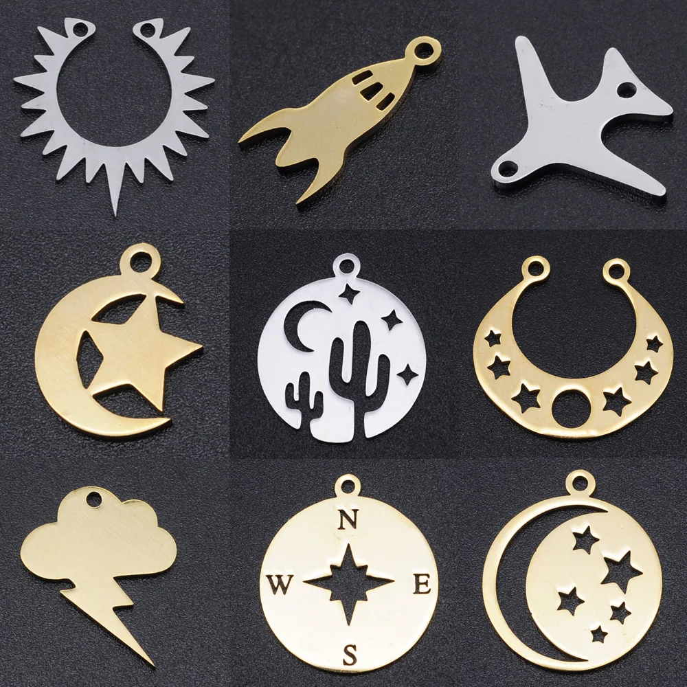 5 шт./лот Sun Star DIY Подвески Оптовая продажа 100% нержавеющая сталь компас ракета