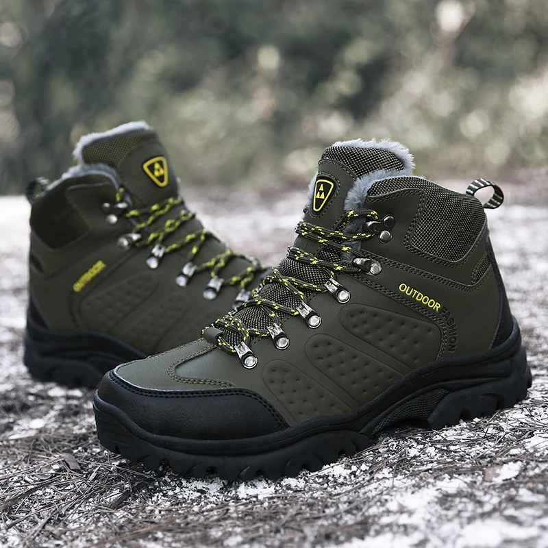 

Fashion Men's Winter Boots Thick Fur Warm Men's Snow Boots Waterproof Men Sneakers Wear-resistant Shockproof Men's Hiking Shoes