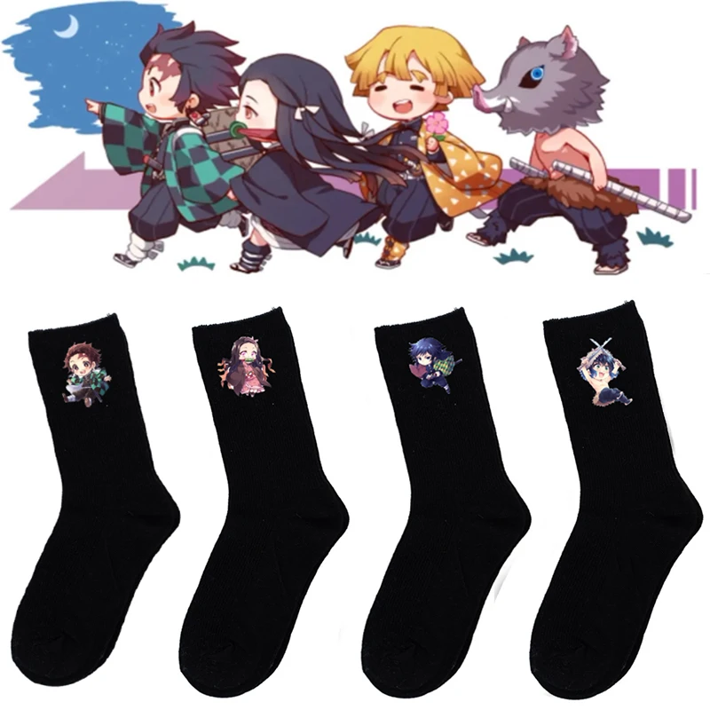 

Anime Demon Slayer Women Men Funny Socks Kamado Tanjirou Nezuko Printing Spring Autumn Winter Adult Socks Long Cotton Stocking