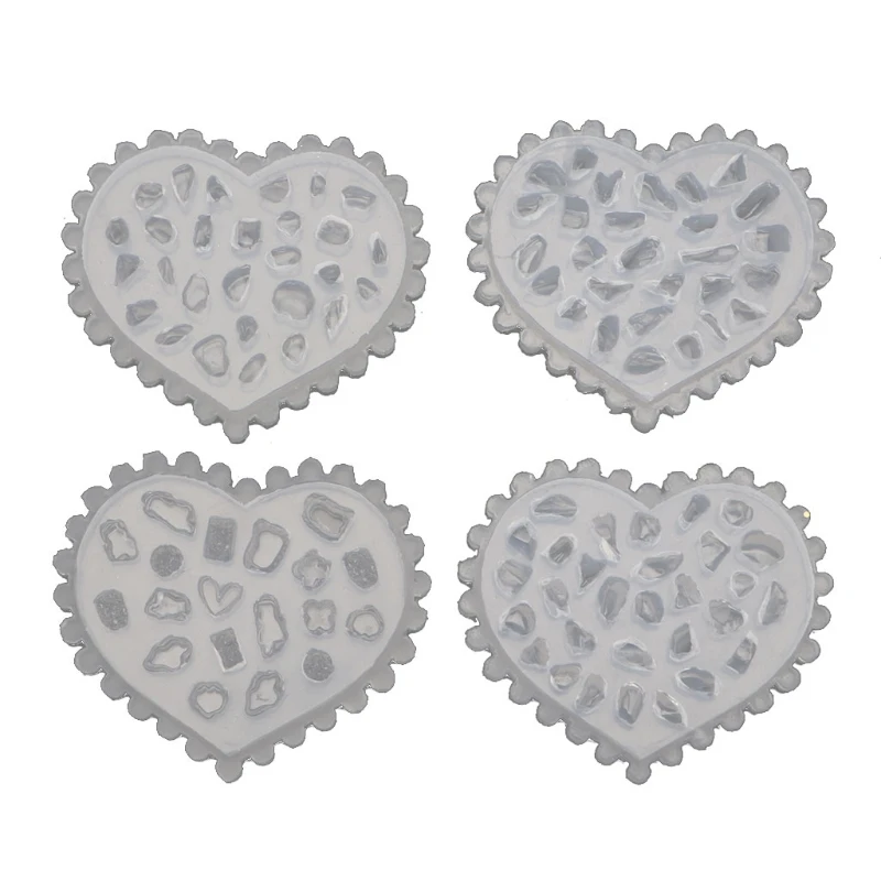 

R58E 4 Pcs/Set Nail Decoration Crystal Epoxy Resin Mold 3D Mini Gravel Silicone Mould DIY Crafts Ornaments Jewelry Casting
