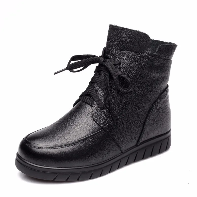 Женские Винтажные ботинки для снежной погоды Зимние Теплые ботильоны из