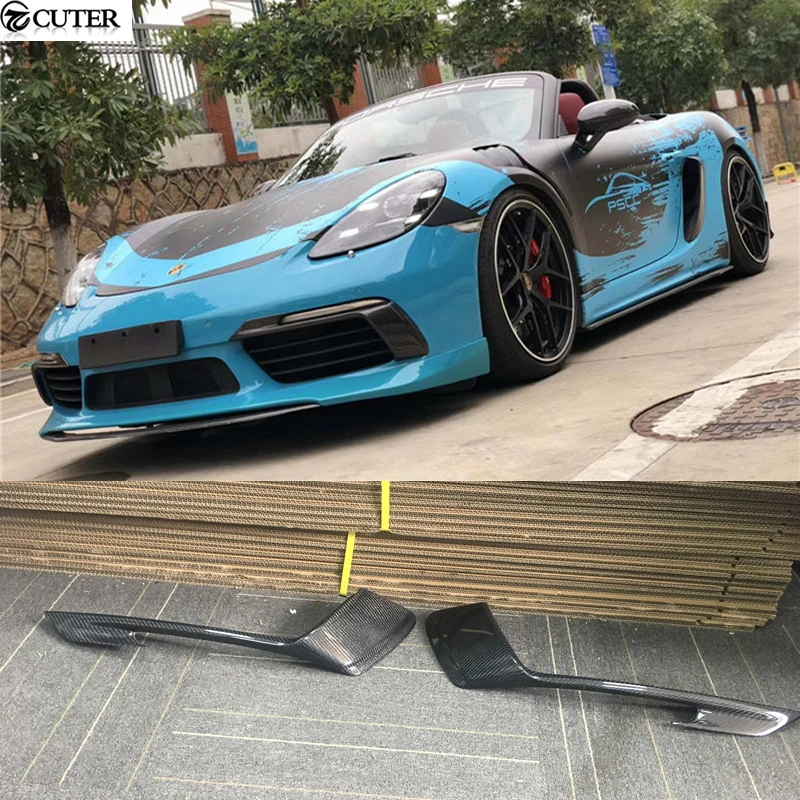 718 углеродное волокно передний бампер противотуманные фары крышка