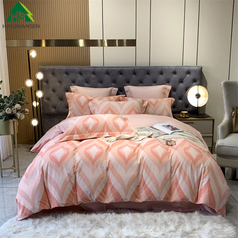 

Stripes and lip Prints Pure Cotton Sanding Bedding Sets Thickening Duvet Cover Pillowcase Bed Sheets Bed linen 3.8kg/4.1kg