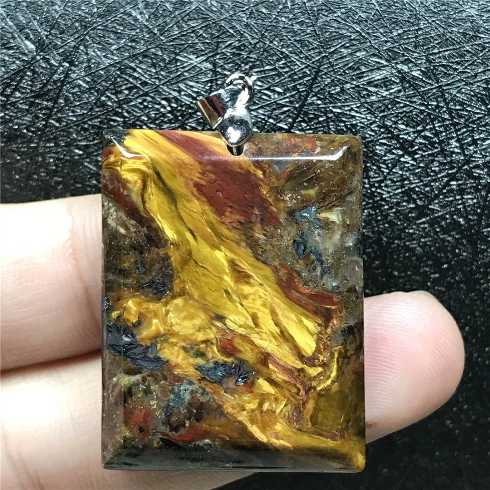 Подлинная натуральная желтая подвеска Pietersite для мужчин и женщин, Namibia 32x25x8 мм, прямоугольные бусины, модные ювелирные изделия, ожерелье, подвеска AAAAA