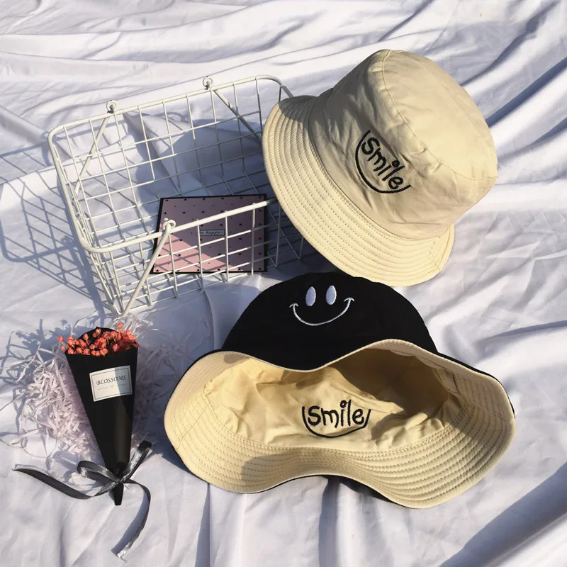 

Bucket Hats Women Sun Shading Flat Letter Embroidered Fisherman Various Colors Minimalist Feminine Fashion Korean Style Students