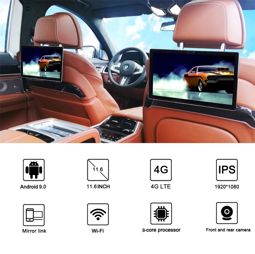 Автомобильный монитор экран 11 6 дюйма Android 9 0 2 + 32 ГБ вращающийся автомобильный