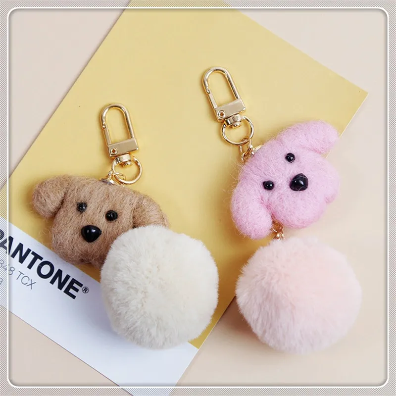 

New Handmade Fur Ball Teddy Bear Puppy Keychain Airpods Bag Pendant Jewelry gift Key Chain
