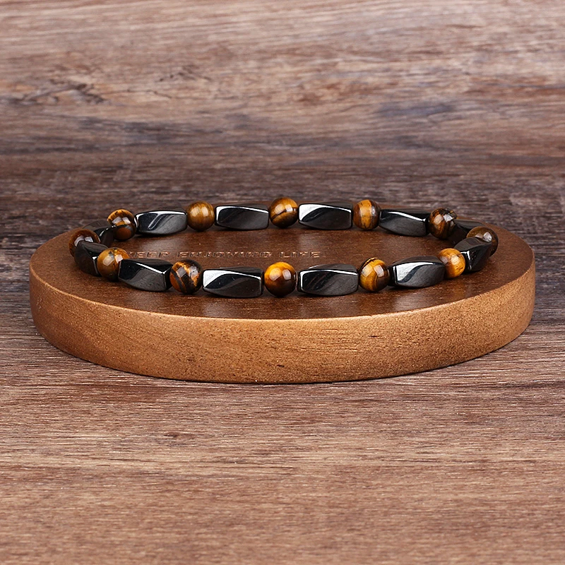 

Fashion Tiger Eyes Hematite Bracelets Men Positive Energy Hematite Charm Bracelets Women Natural Stone Lucky Bracelet Jewelry