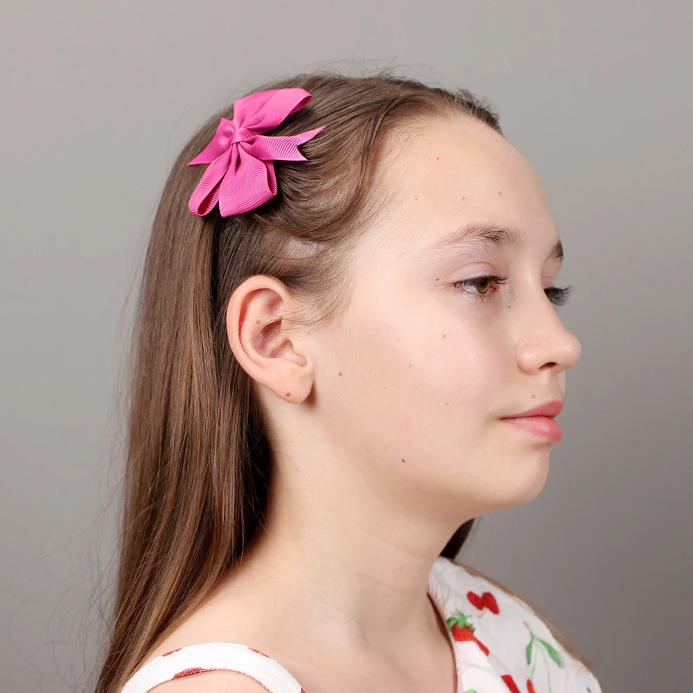 Цветная 3 дюймовая сплошная корсажная лента с бантом 20 40 шт. зажимом бутиковая