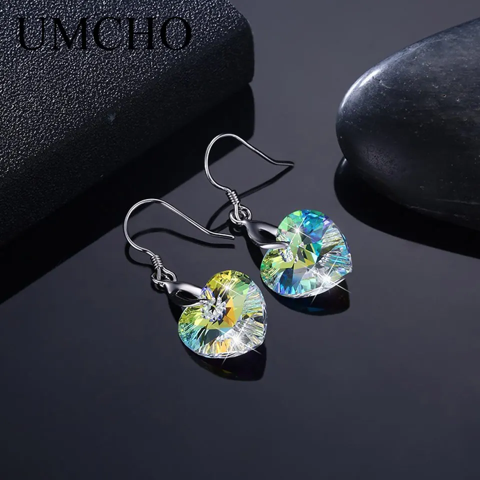 

Серьги-подвески UMCHO женские из серебра 925 пробы в форме сердца