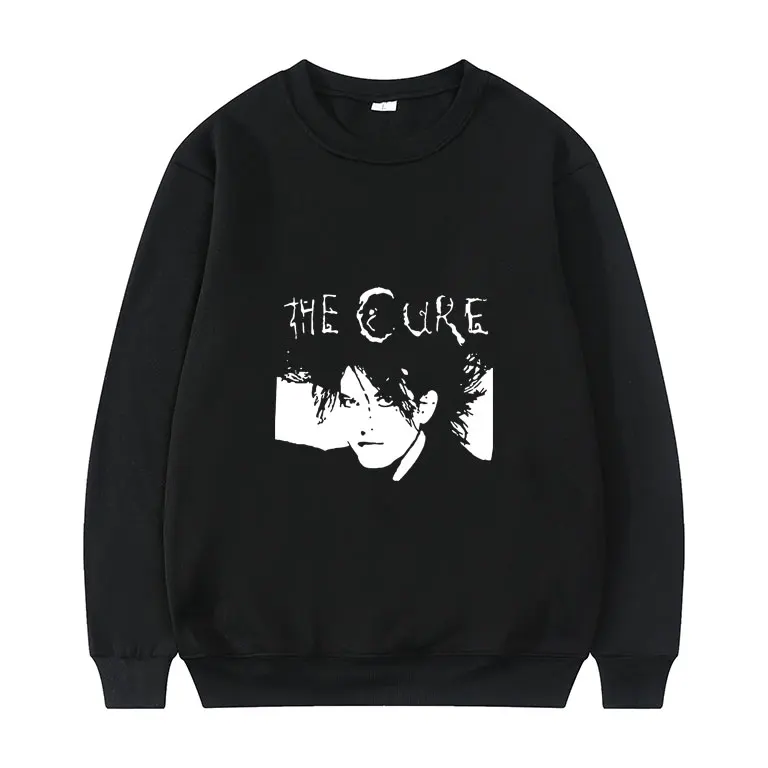 

Fashion Sweatshirt Mens 1986 Cure Robert Smith Black Sweatshirts Medium Cotton Pullover Unisex Streetwear Teenagers Cool Tops