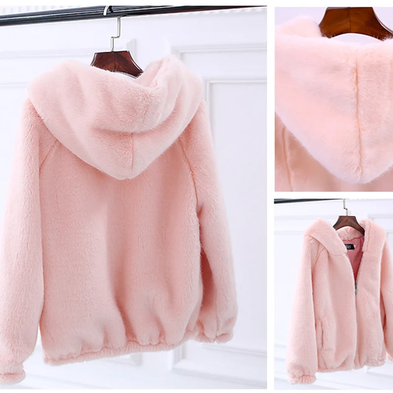 Instagram розовая толстовка с капюшоном из искусственного меха новые куртки женские