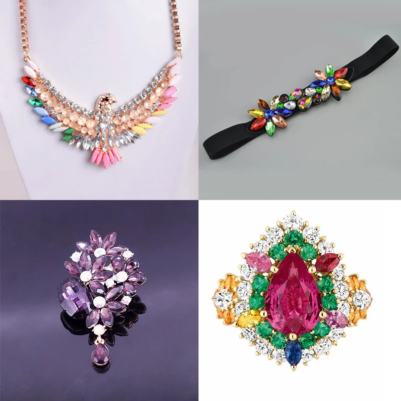 50 шт./лот стеклянные стразы конский глаз в форме листа/каплевидной формы