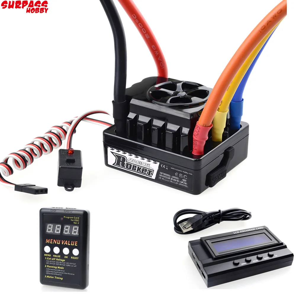 Бесщеточный контроллер скорости Rocket 45A 60A 80A 120A 150A ESC с программной картой для