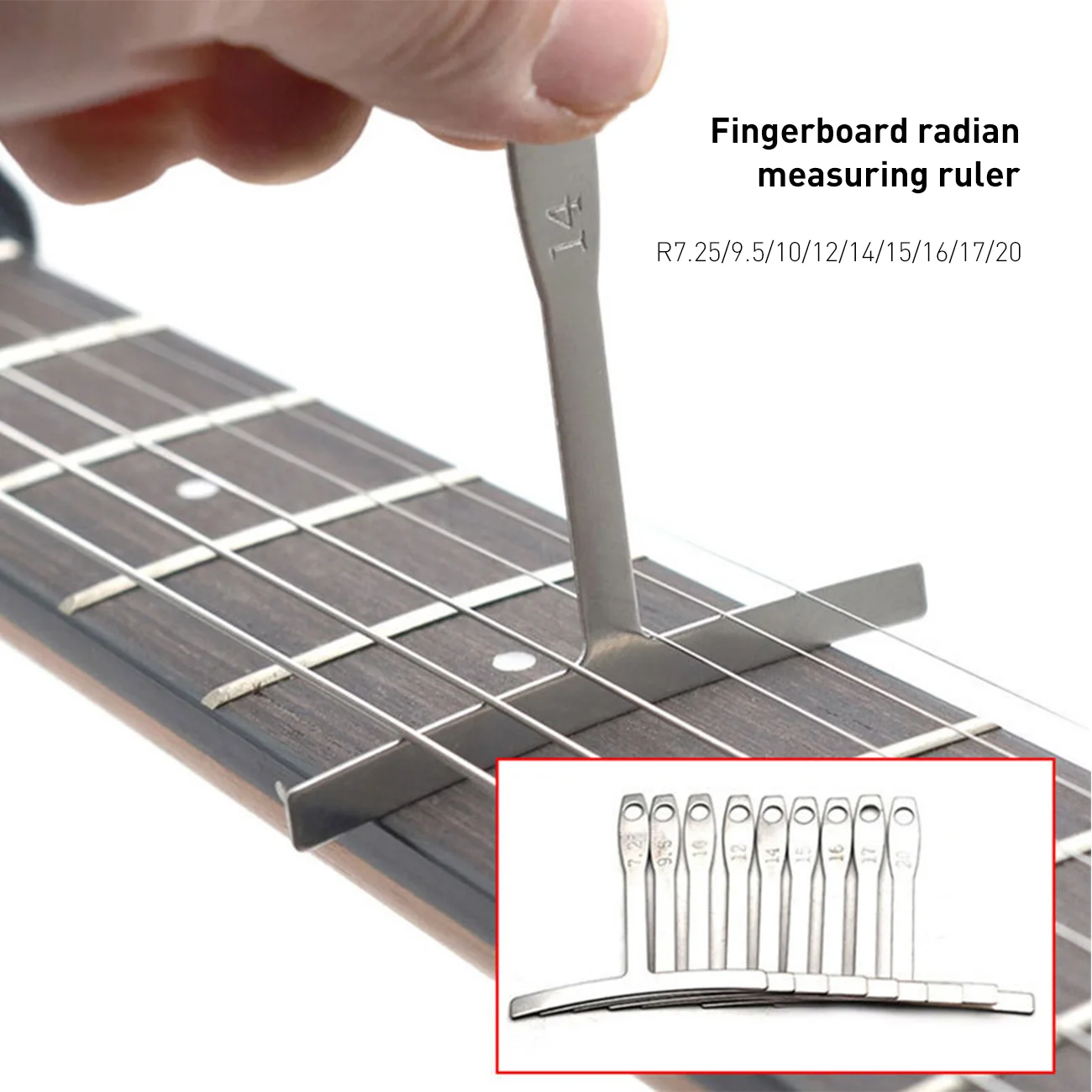 

9Pcs Guitar Under string radius gauge Stainless Steel Guitar Builder luthier tools bass strings Repair Set Bass String Measure
