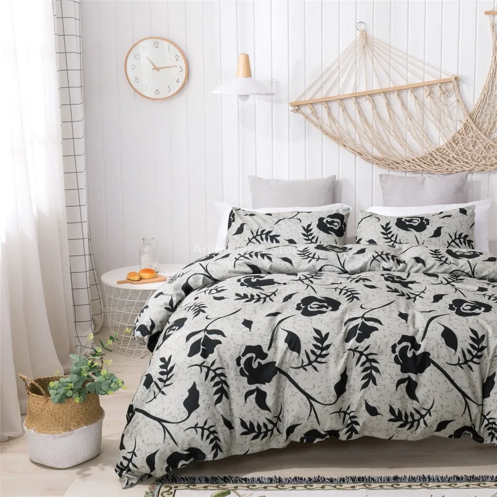

Europe Luxury Flower Simple Elegant Comforter Bedding Set Fashion King Queen Twin Size Bed Linen Duvet Cover Sets Pillowcase