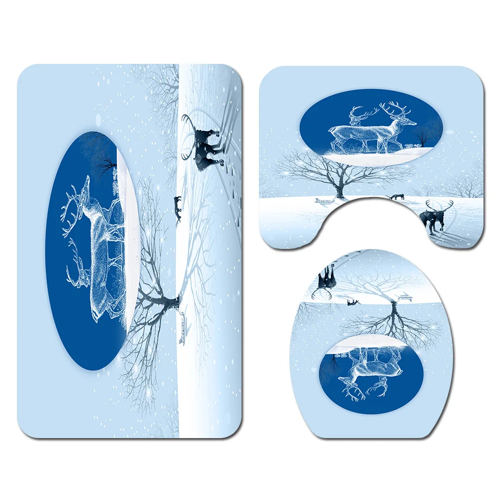 Zeegle с принтом снежинок Для мужчин коврик для ванной комнаты Набор Туалет Тип на